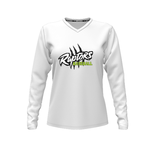 [FTLVCFWH-FYXS-LOGO1] Decker Comfort T-Shirt (Female Youth XS, White, V Neck, Logo 1, Long Sleeve)