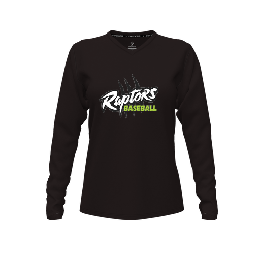 [CUS-DFW-TEES-PER-VNK-LSL-BLK-FYXS-LOGO1] Performance T-Shirt (Female Youth XS, Black, V Neck, Logo 1, Long Sleeve)