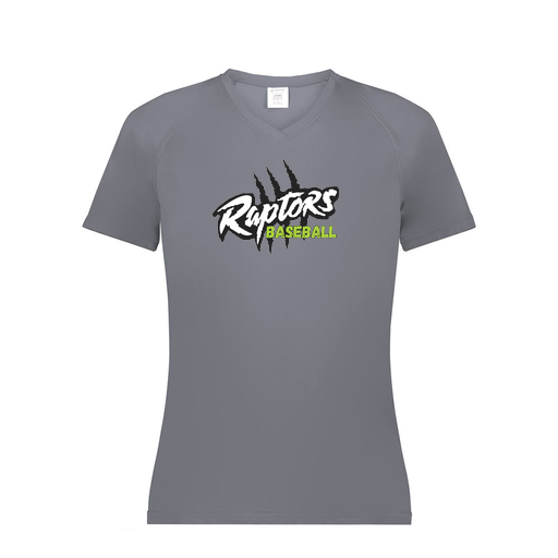 [2792.059.XS-LOGO1] Ladies Smooth Sport V-Neck T-Shirt (Female Adult XS, Gray, Logo 1)