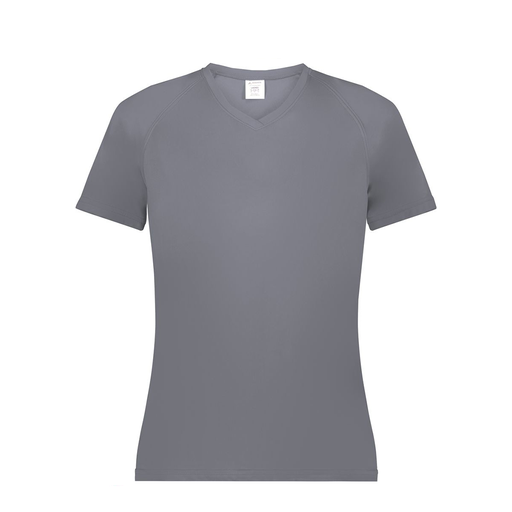 [2792.059.XS-LOGO2] Ladies Smooth Sport V-Neck T-Shirt (Female Adult XS, Gray, Logo 2)