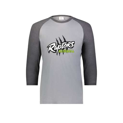 [6879.30V.S-LOGO1] Men's Vintage 3/4 Sleeve T-Shirt (Adult S, Gray, Logo 1)