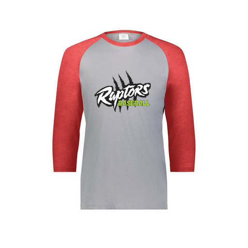 [6879.27V.S-LOGO1] Men's Vintage 3/4 Sleeve T-Shirt (Adult S, Red, Logo 1)