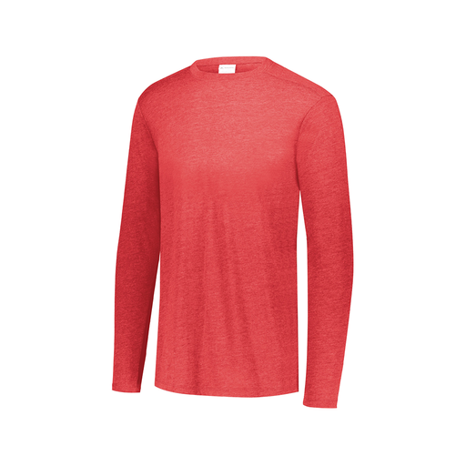 [3075.V96.XS-LOGO2] Decker Men's Tri-Blend T-Shirt - Long Sleeve (Adult XS, Red, Logo 2)